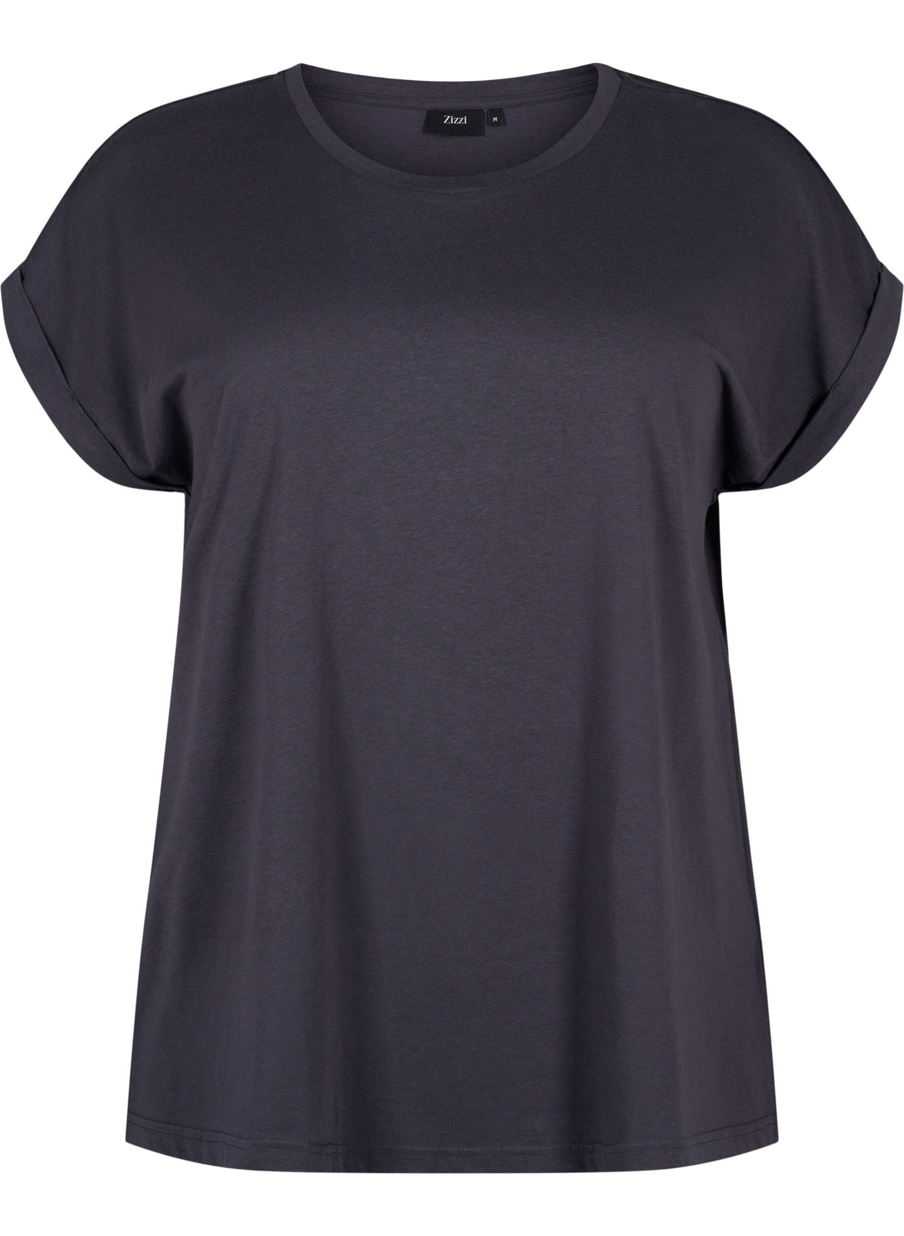 ZizziT-shirt met korte mouwen van katoenmix, Grijs, Packshot image number 0