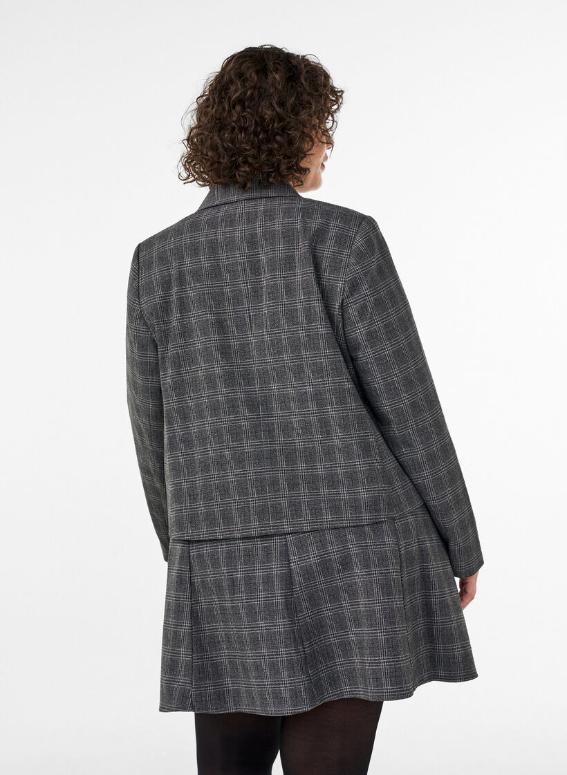 Korte blazer met een geruit patroon, Grijs, Model image number 2