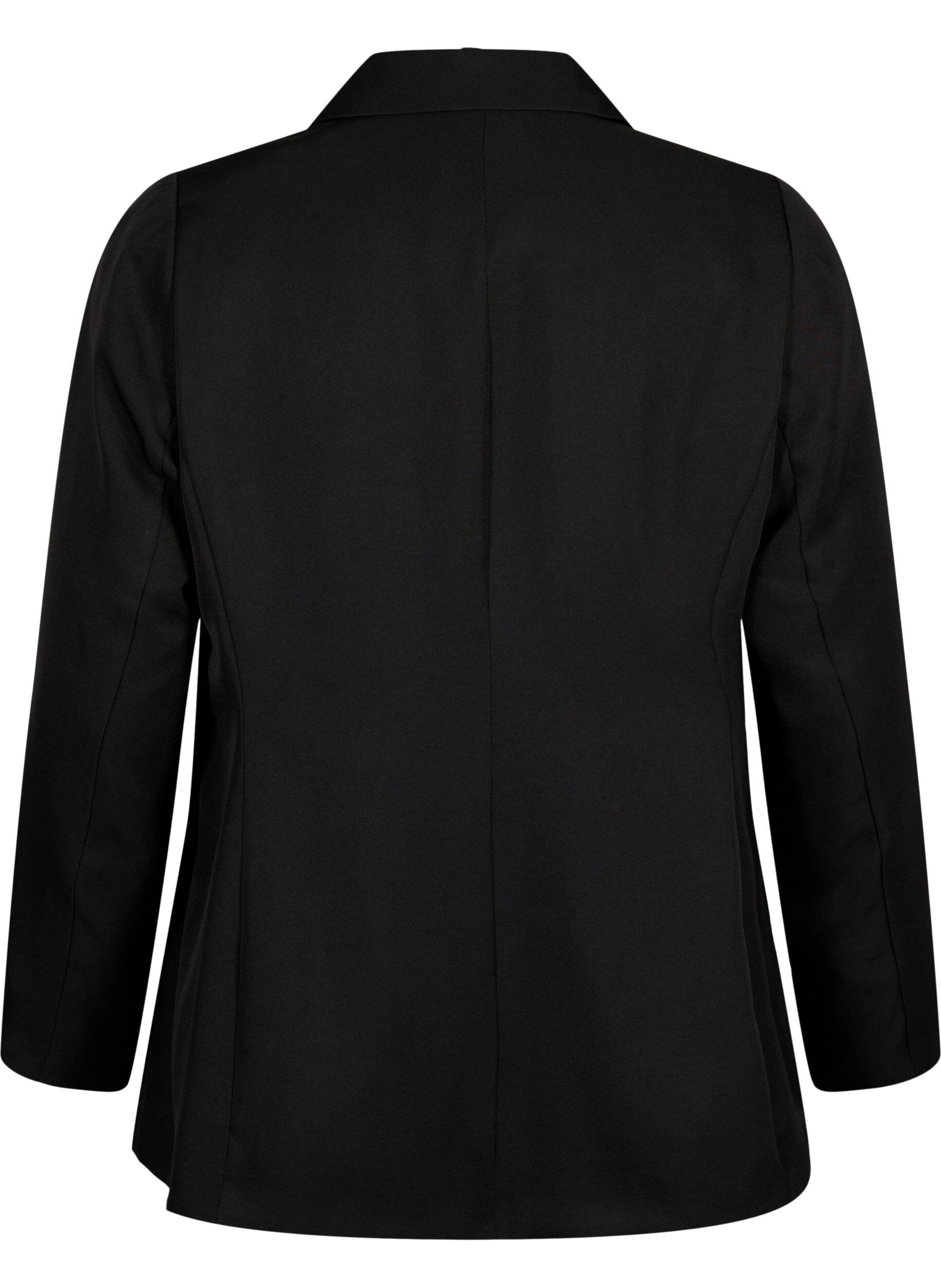 Zizzi FLASH - Eenvoudige blazer met knoop, Zwart, Packshot image number 1