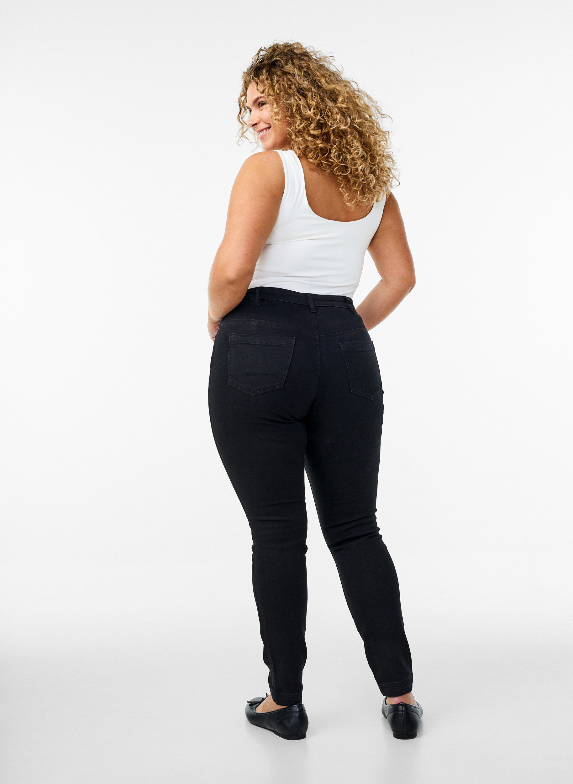 Zizzi Katoenmix jeggings, Zwart, Model image number 1