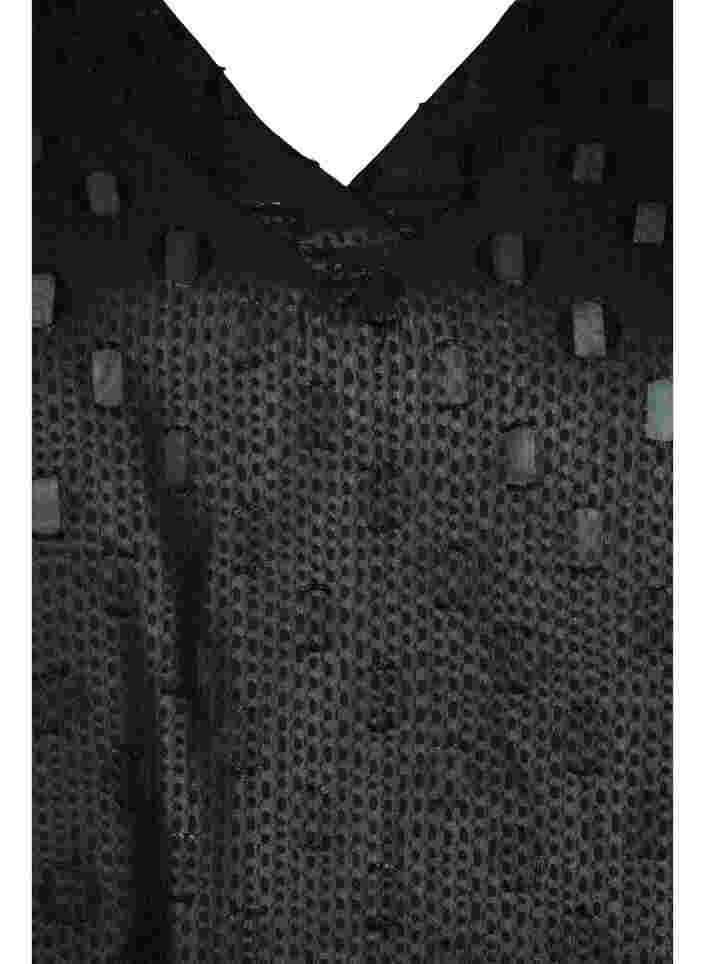 Tuniek met structuur, lange mouwen en v-hals, Black, Packshot image number 2