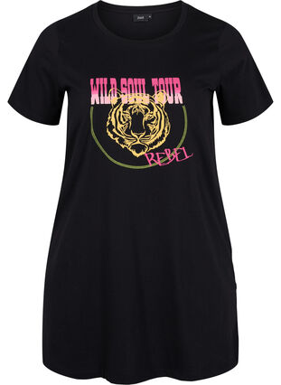 Lang katoenen t-shirt met korte mouwen, Black Tiger, Packshot image number 0