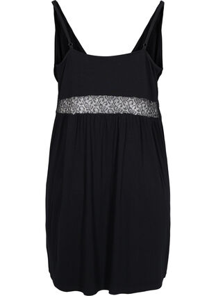 Viscose pyjama jurk met kanten details, Black, Packshot image number 1