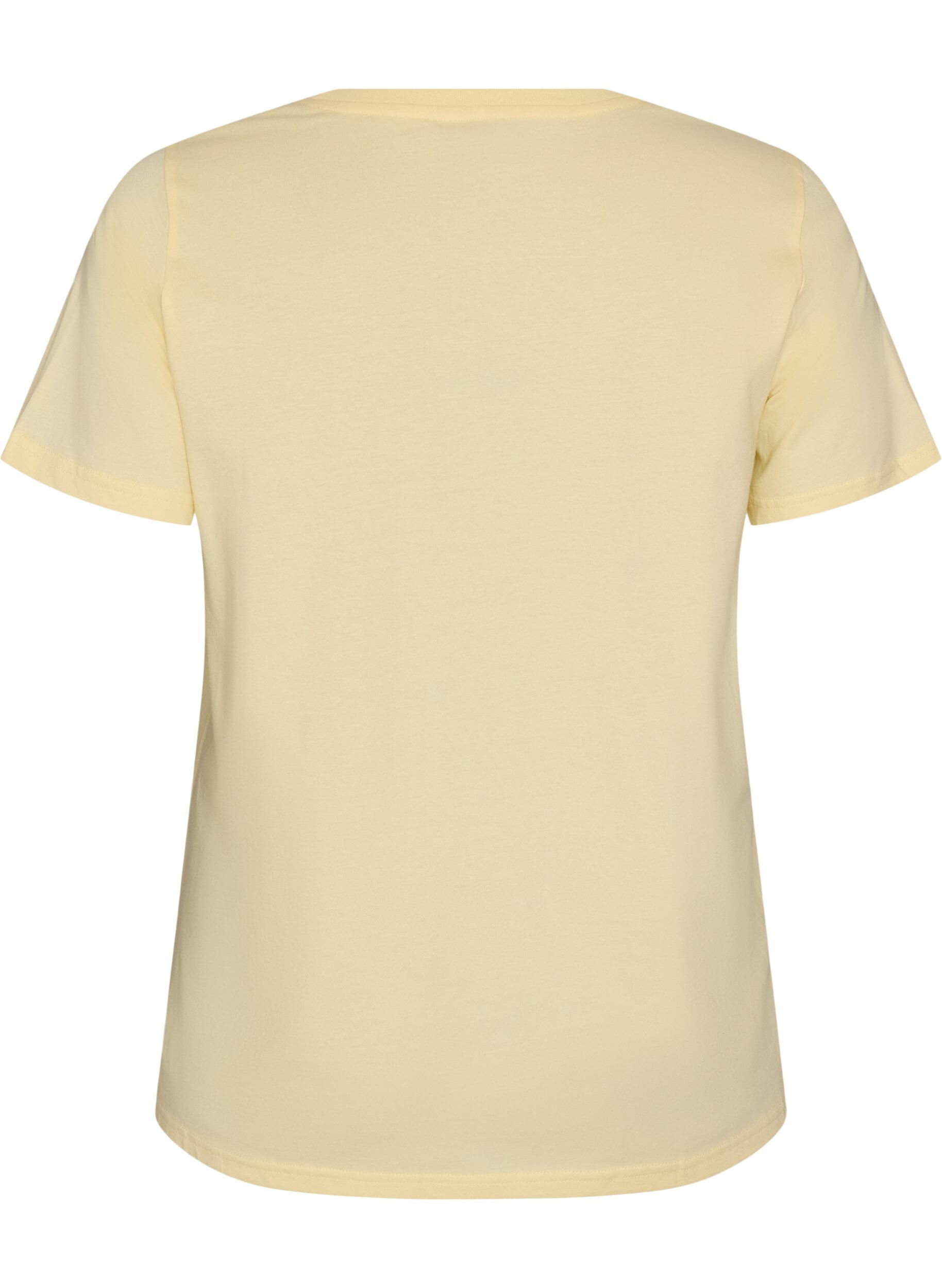 ZizziT-shirt van biologisch katoen met velourstekst, Geel, Packshot image number 1