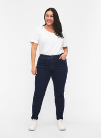 Slim-fit Emily jeans met normale taille, Dark blue, Model
