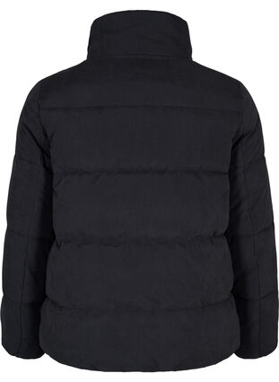 Korte winterjas met rits en hoge kraag, Black, Packshot image number 1