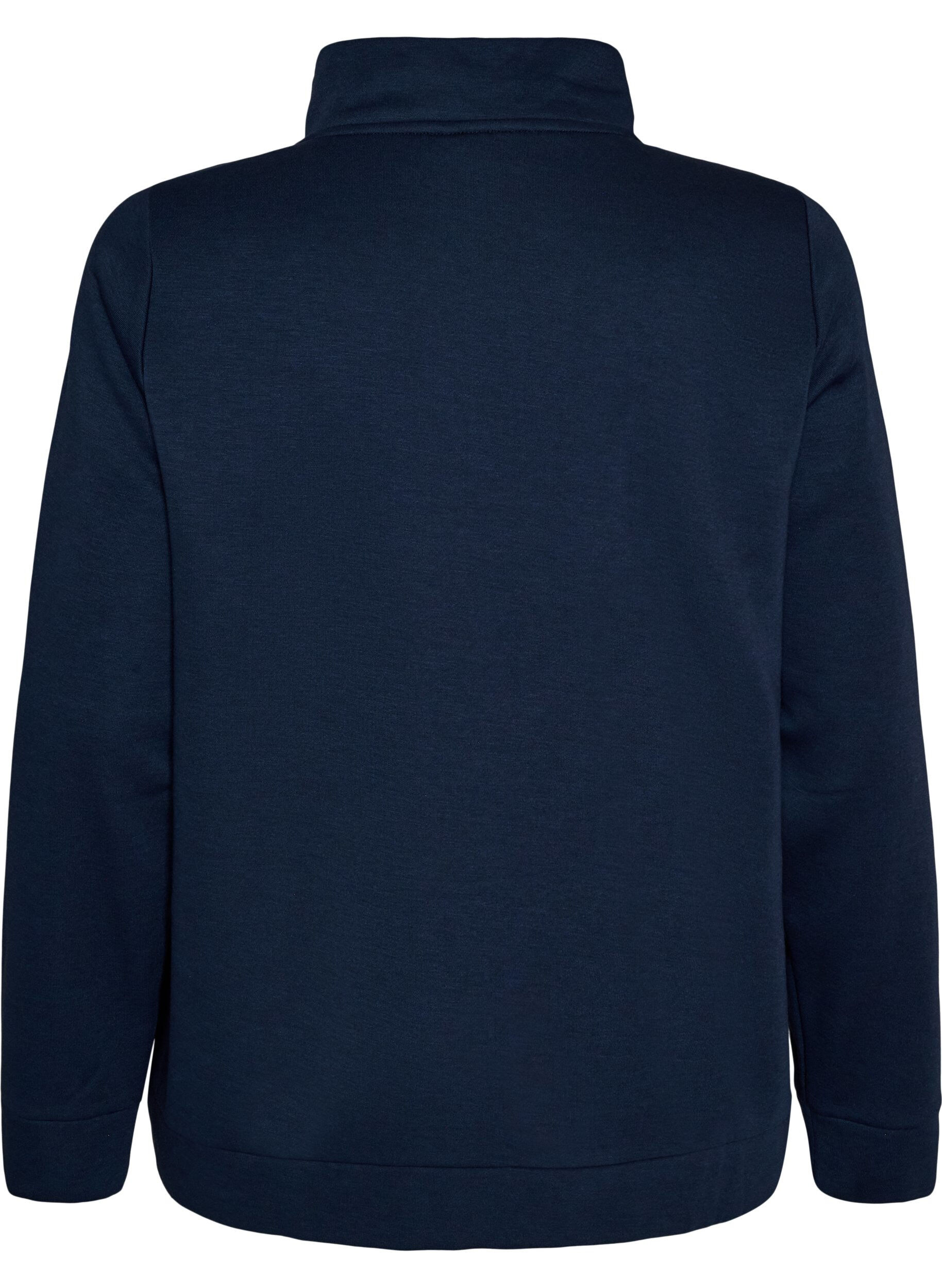 ZizziSweatshirt met hoge kraag en ritssluiting, Blauw, Packshot image number 1