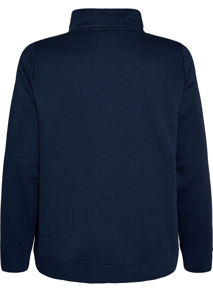 Sweatshirt met hoge kraag en ritssluiting, Blauw, Packshot image number 1