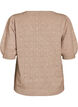 Gebreide blouse met korte mouwen en pointellepatroon, Beige, Packshot image number 1