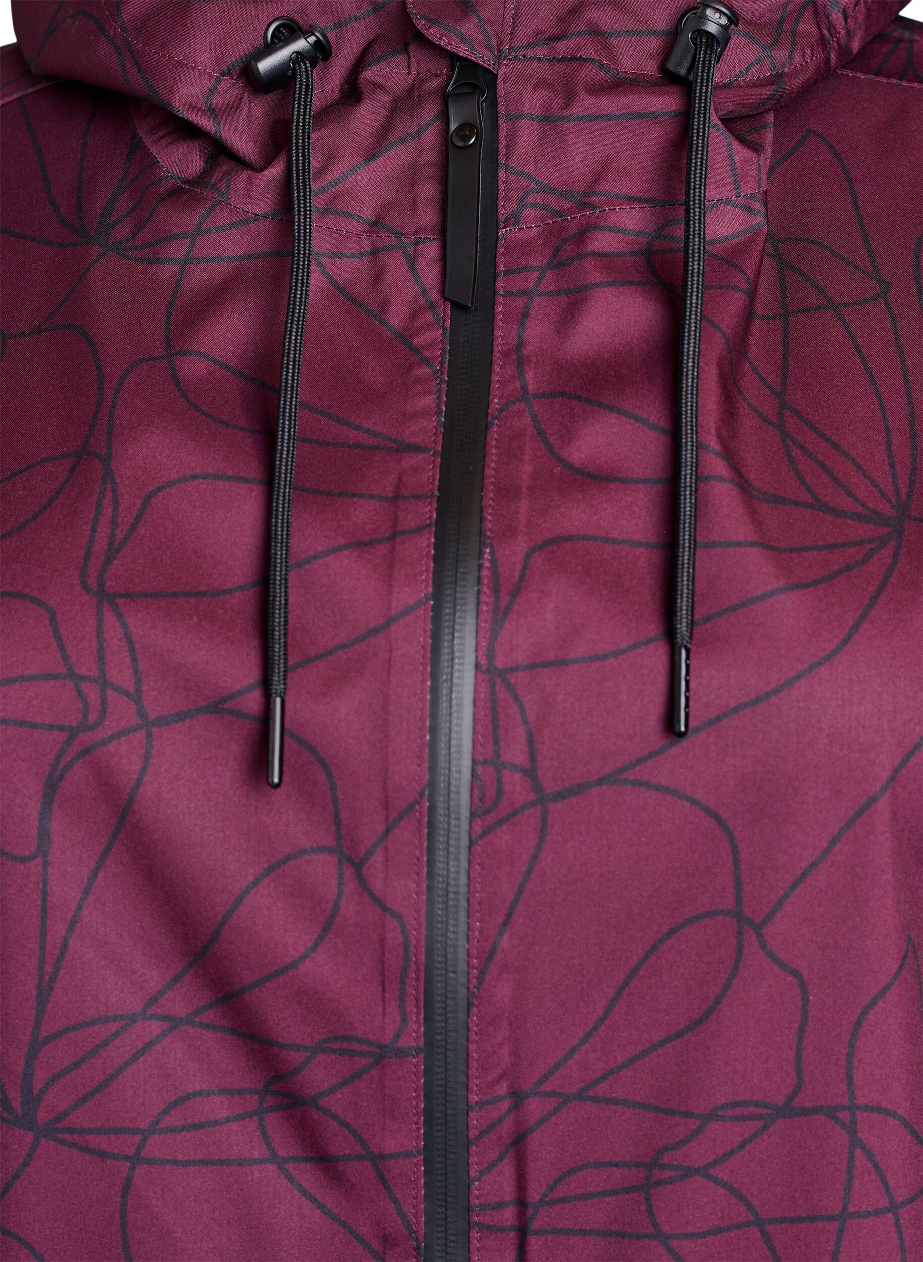 Zizzi Regenjas met patroon, Donker Bordeaux, Packshot image number 2