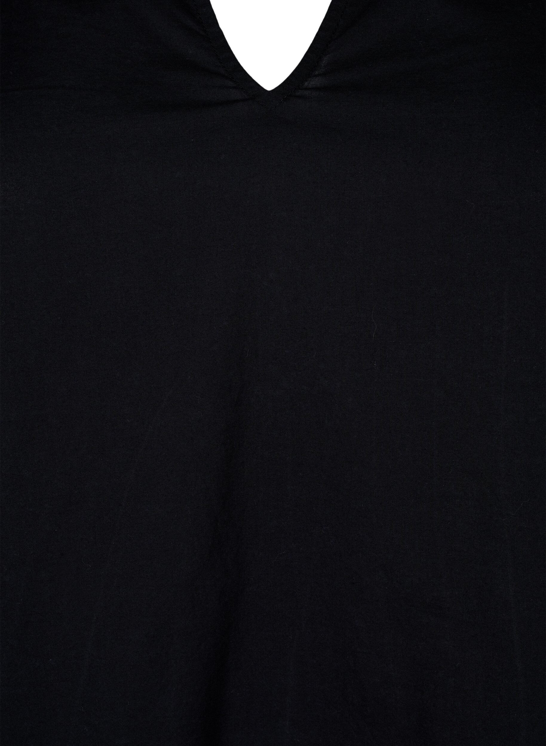 Zizzi Blouse met lange mouwen en decoratieve details, Black, Packshot image number 2
