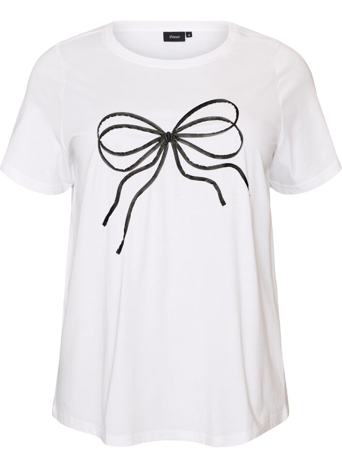 T-shirt van biologisch katoen met decoratief motief, Wit, Packshot image number 0