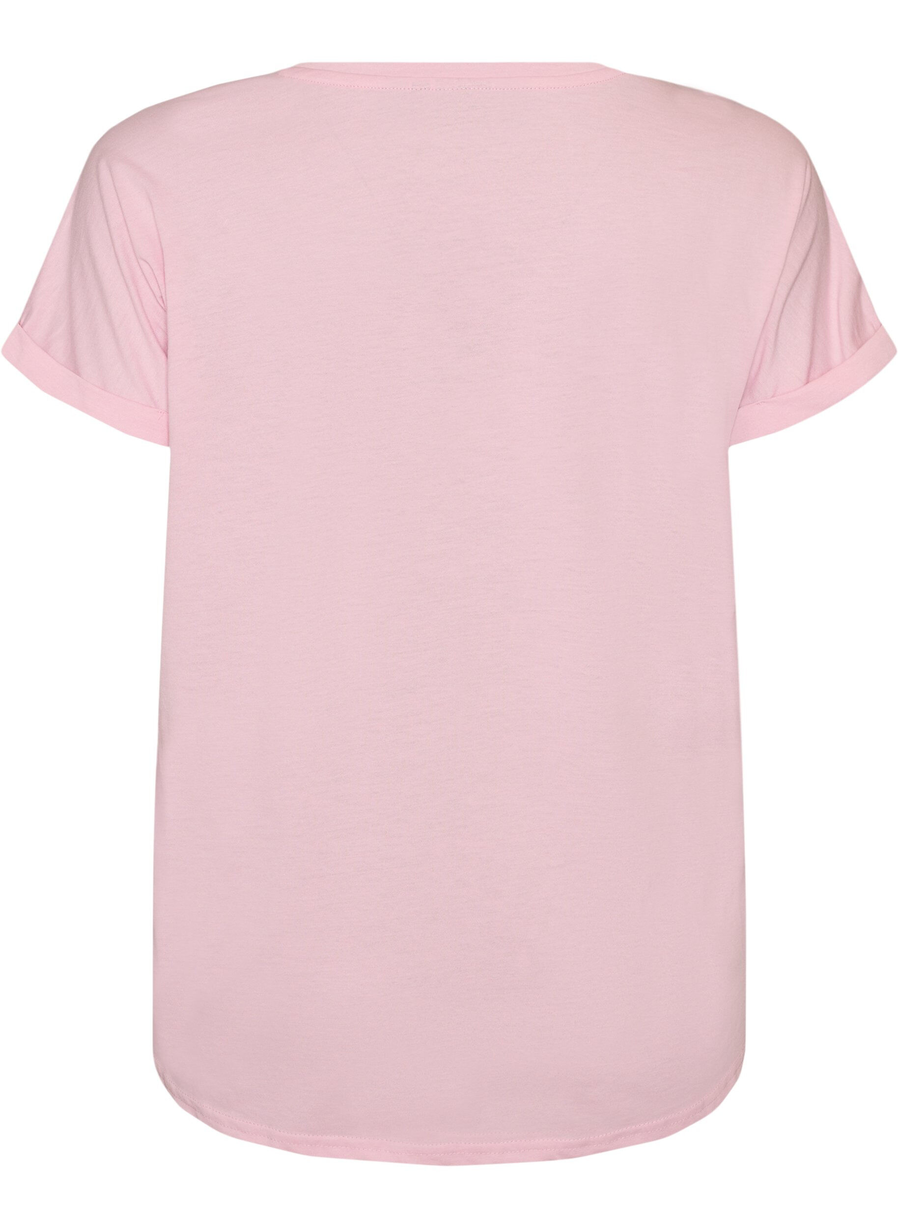 ZizziT-shirt met korte mouwen van katoenmix, Roze, Packshot image number 1