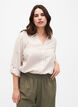Shirtblouse met knoopsluiting van katoen-linnenmix, Sandshell White, Model image number 0