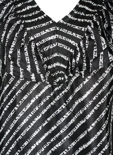 Gestreepte tuniek met franjes, Black/White Stripes, Packshot image number 2