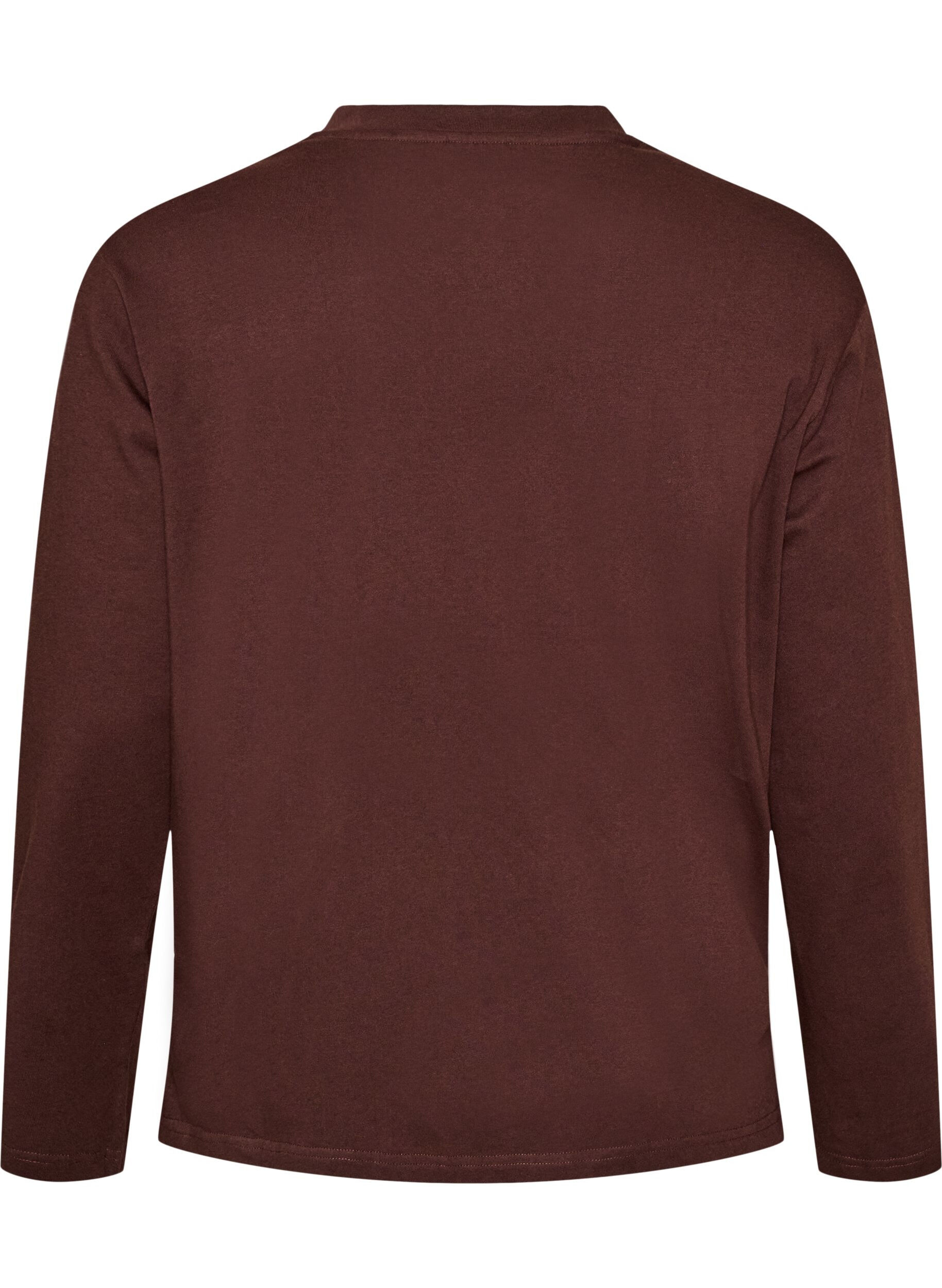 ZizziBasic T-shirt met lange mouwen, Bruin, Packshot image number 1