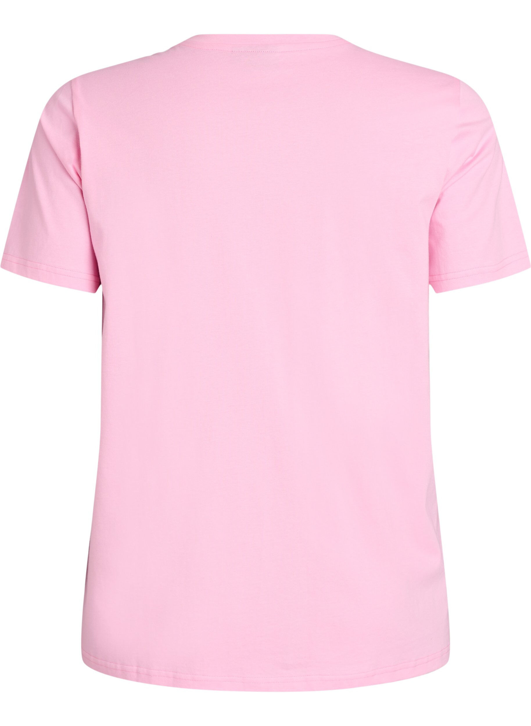 Zizzi Katoenen T-shirt met geborduurde tekst, Wit, Packshot image number 1