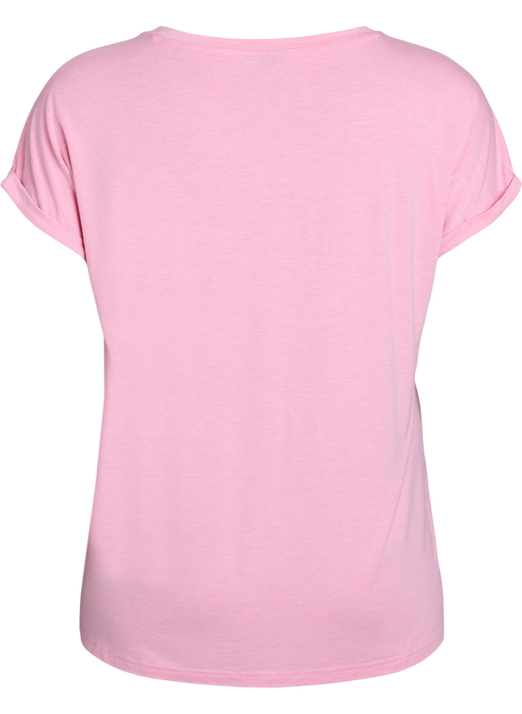 Zizzi Los T-shirt met ronde hals, Roze, Packshot image number 1