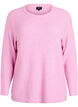 Gem&ecirc;leerde gebreide blouse met ronde hals, Roze, Packshot image number 0