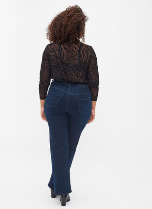 Regular fit Gemma jeans met hoge taille, Dark blue, Model image number 1