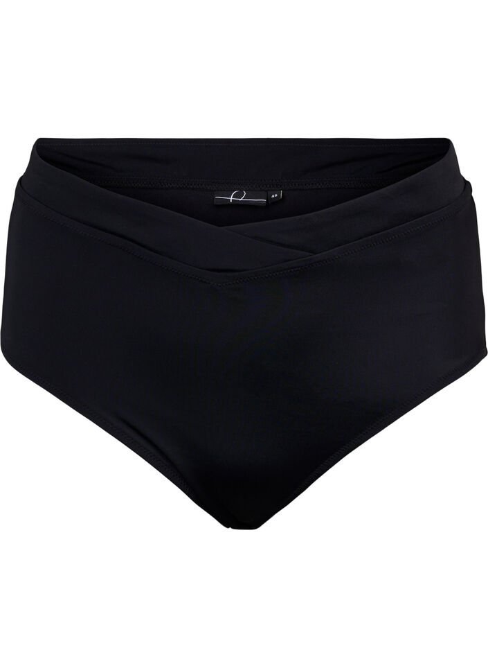Effen bikinislip met hoge taille, Black, Packshot image number 0