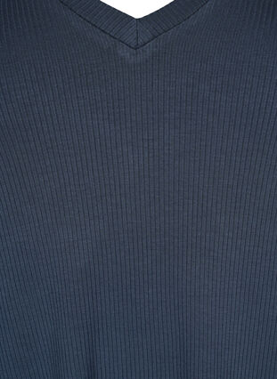 Geribd viscose T-shirt met V-hals, Umbre Blue , Packshot image number 2