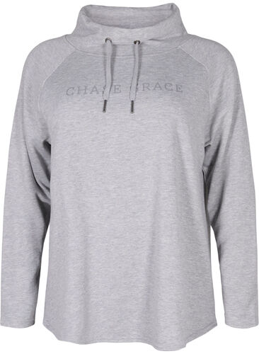 Sweatshirt met hoge kraag, Light Grey Melange, Packshot image number 0