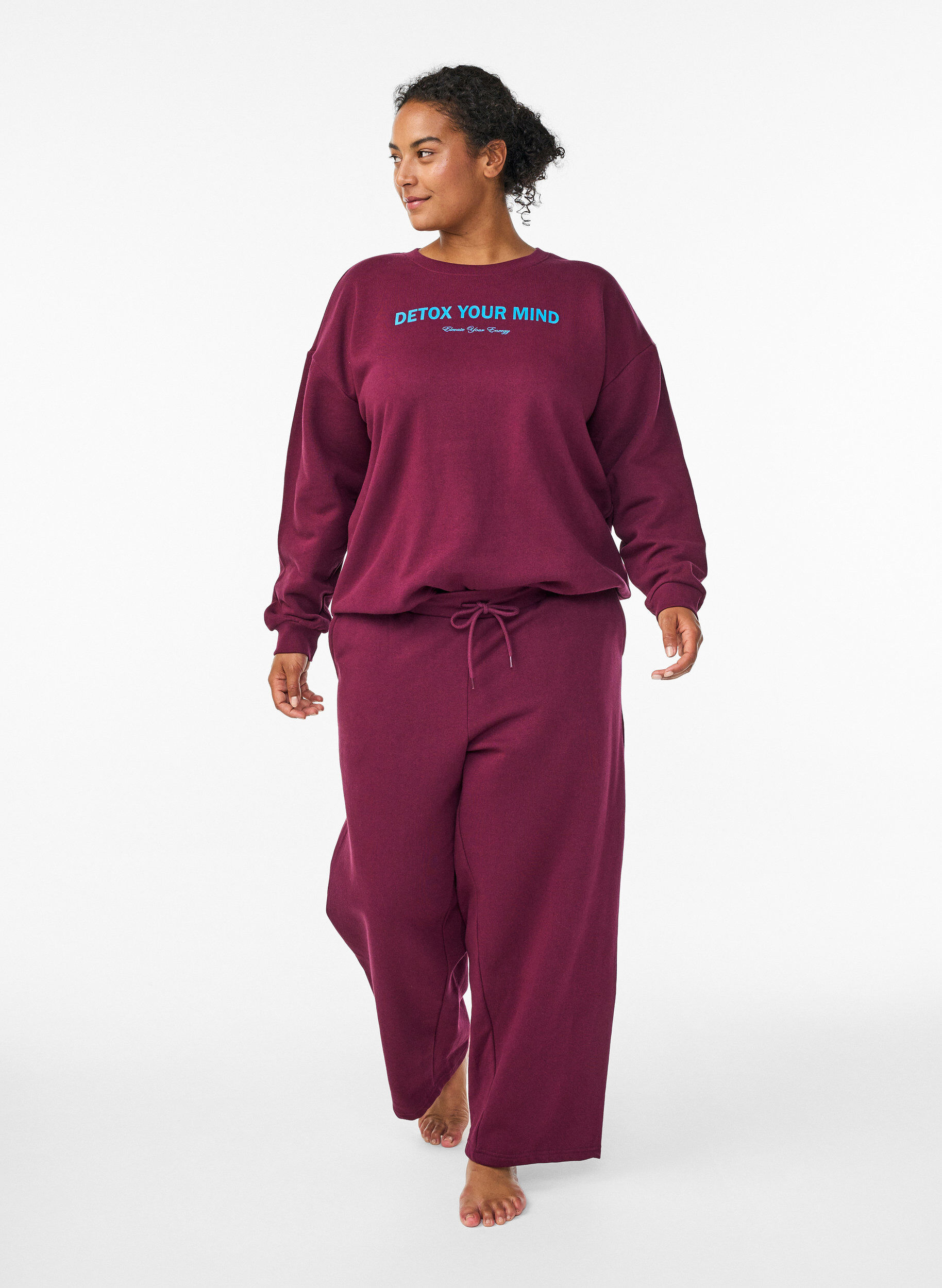 ZizziHet sweatshirt met tekstprint, Donker Bordeaux, Model image number 1