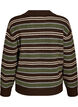 Gebreide blouse met strepen en polokraag, Bruin, Packshot image number 1