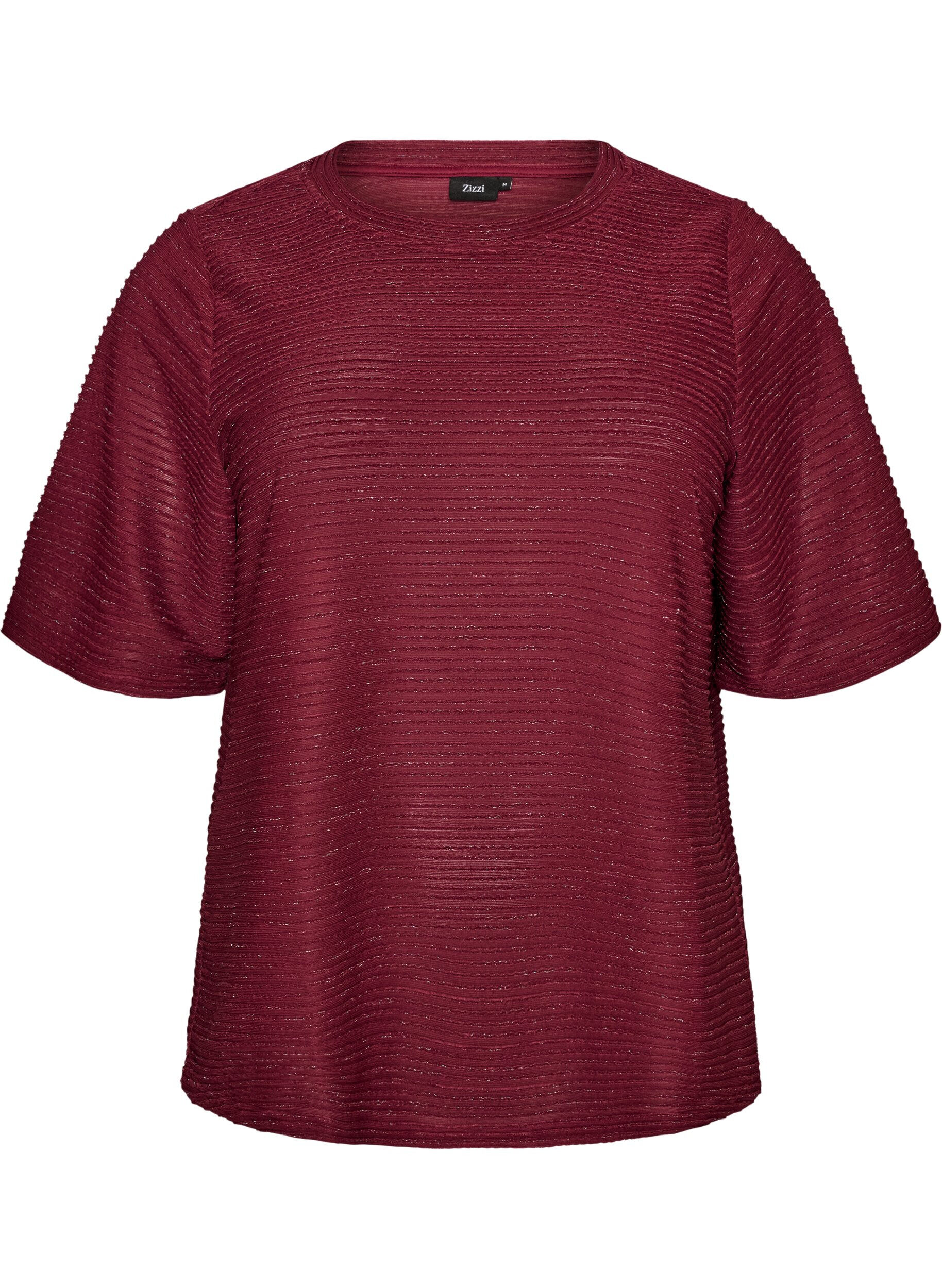 ZizziBlouse met structuur en glitter, Rood, Packshot image number 0