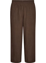 Wijde linnen en viscose broek, Bruin