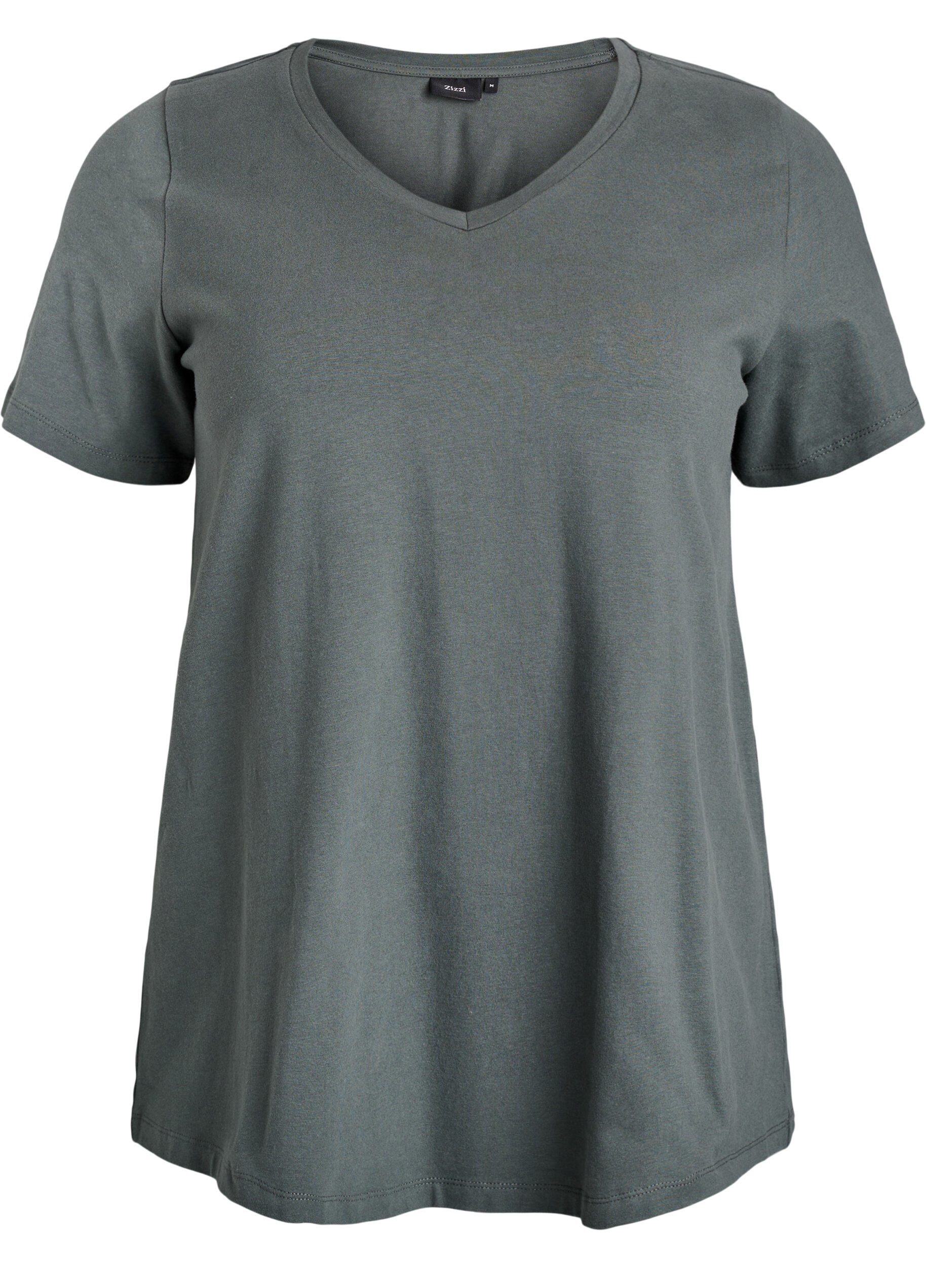 ZizziEffen basic katoenen T-shirt, Groen, Packshot image number 0