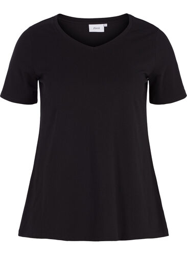 Basic t-shirt in effen kleur met katoen, Black, Packshot image number 0
