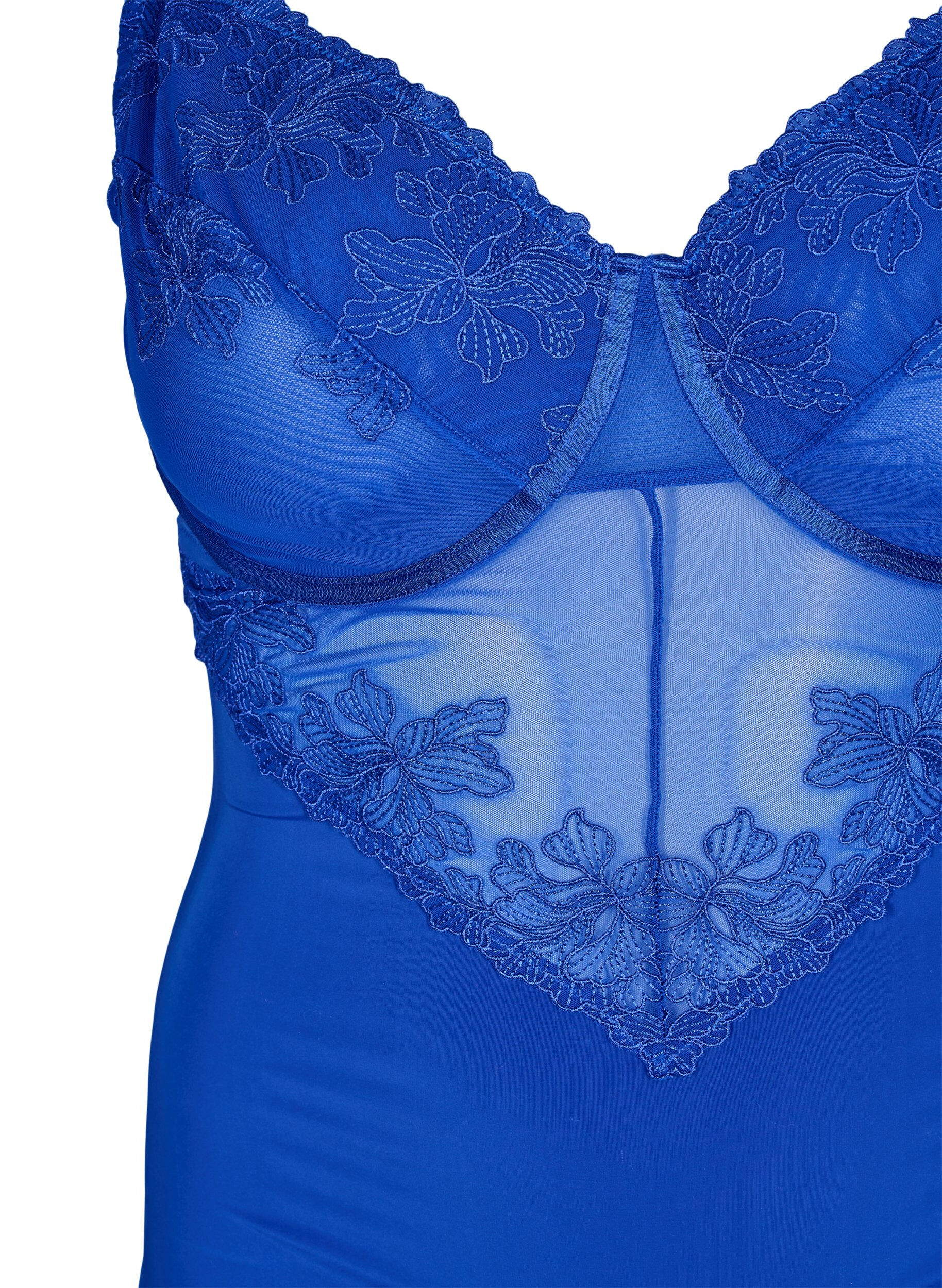 Zizzi Bodysuit met geborduurde details, Blauw, Packshot image number 2