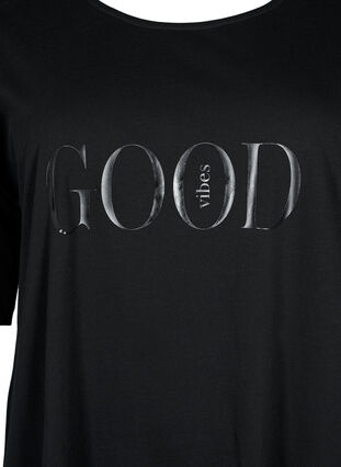 Oversized katoenen t-shirt met print, Black GOOD, Packshot image number 2