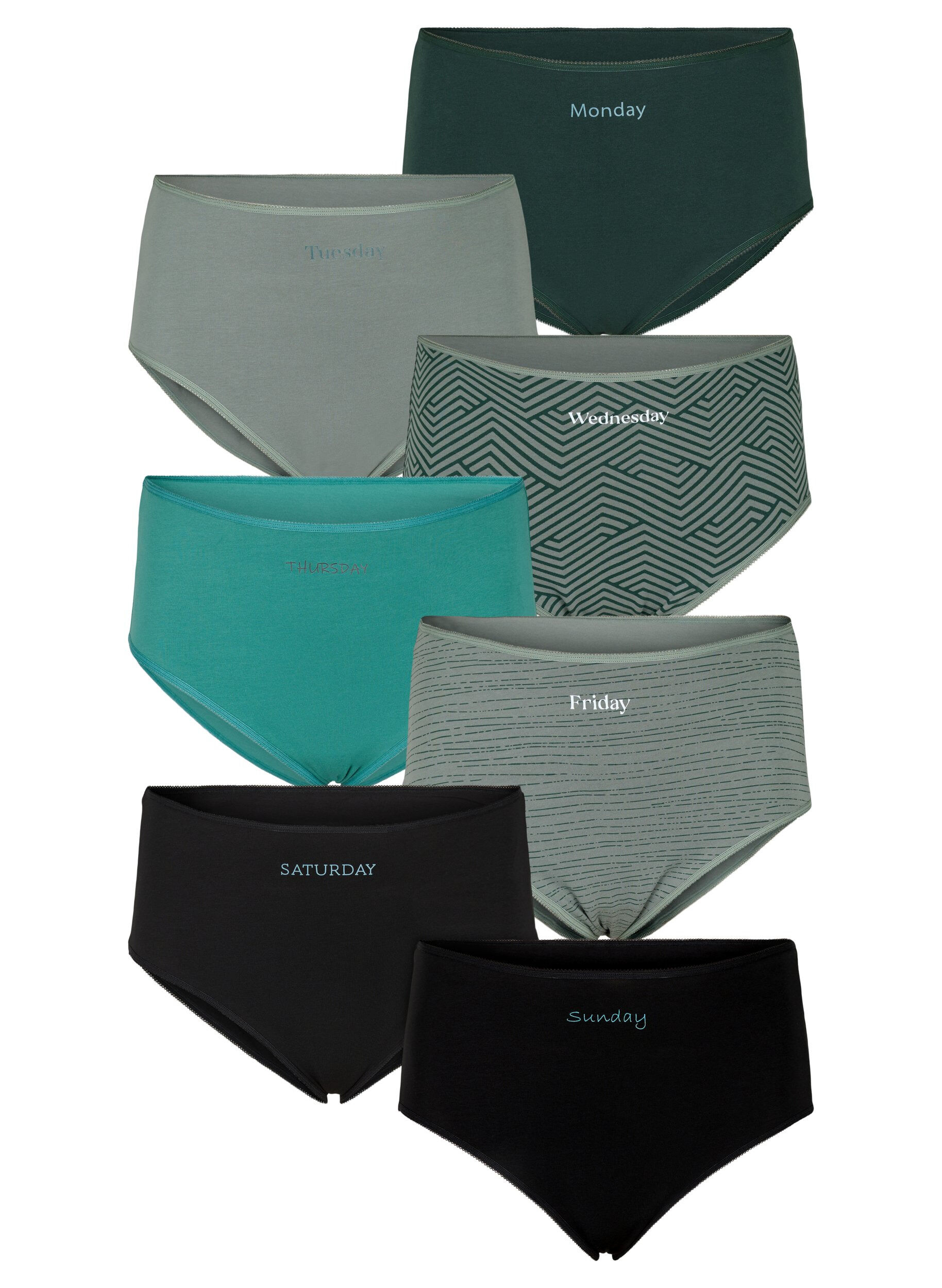 Zizzi 7-pack hipster met reguliere taille, Scarab Multi Pack, Packshot image number 0