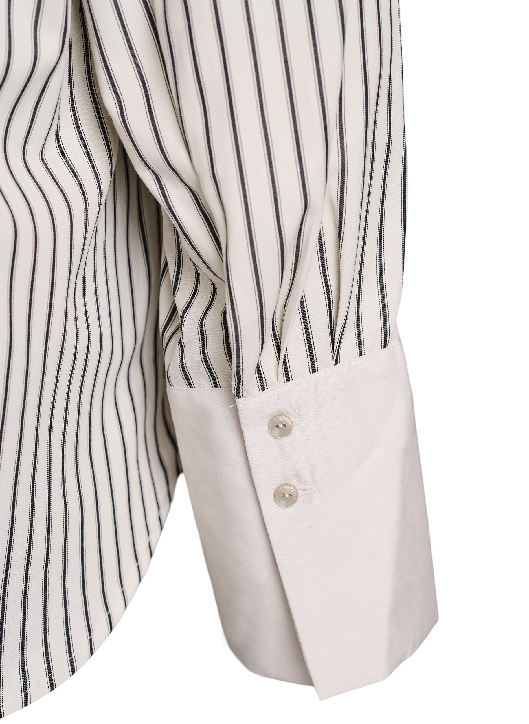 Zizzi Losse gestreepte blouse met brede manchetten, Wit, Packshot image number 3