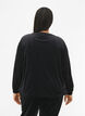 Velour Blouse met geborduurd tekst, Black, Model image number 1