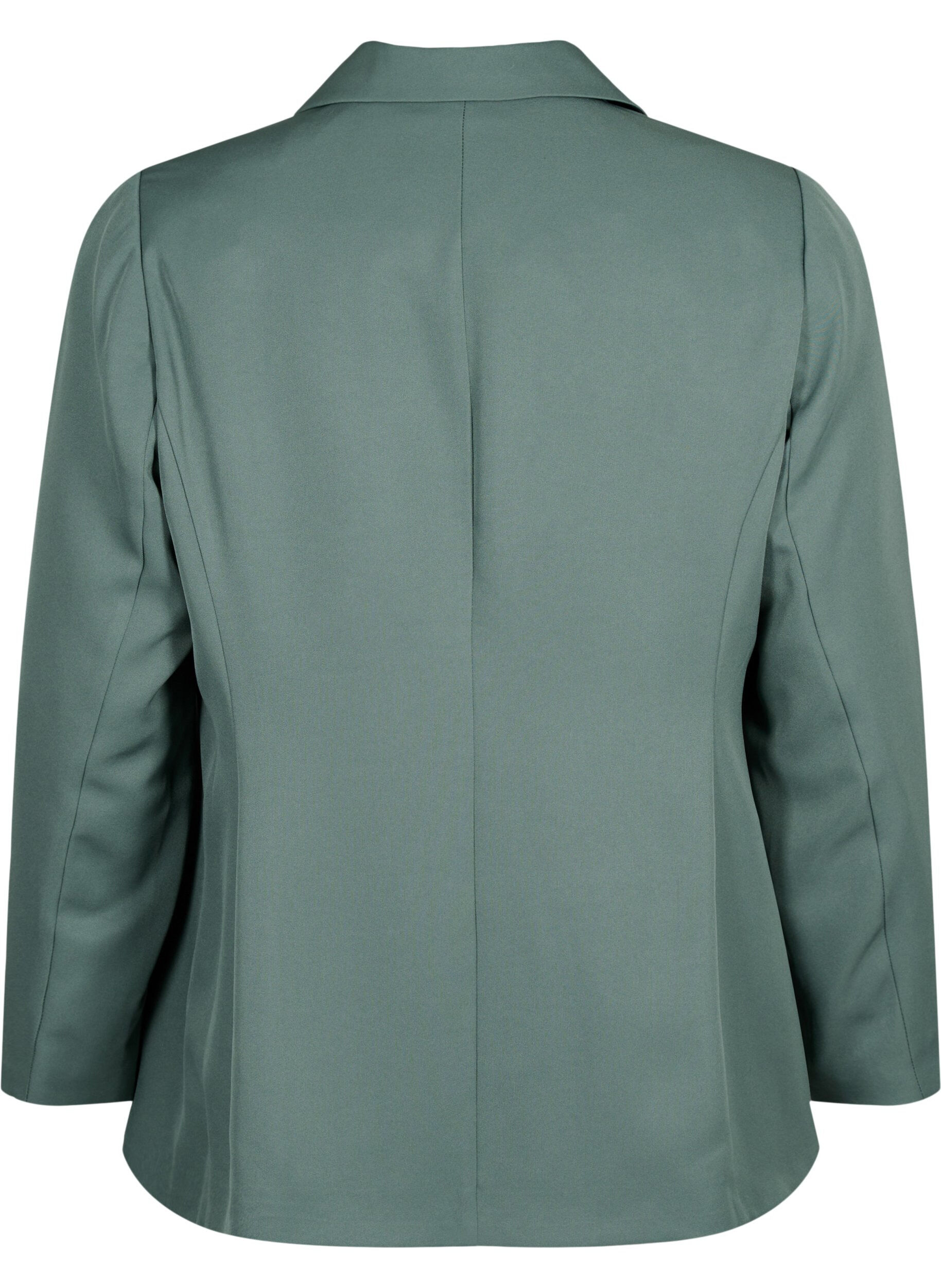 Zizzi FLASH - Eenvoudige blazer met knoop, Groen, Packshot image number 1