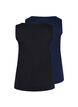 2-pack basic tanktops in rib, Black/Navy Blazer, Packshot image number 1
