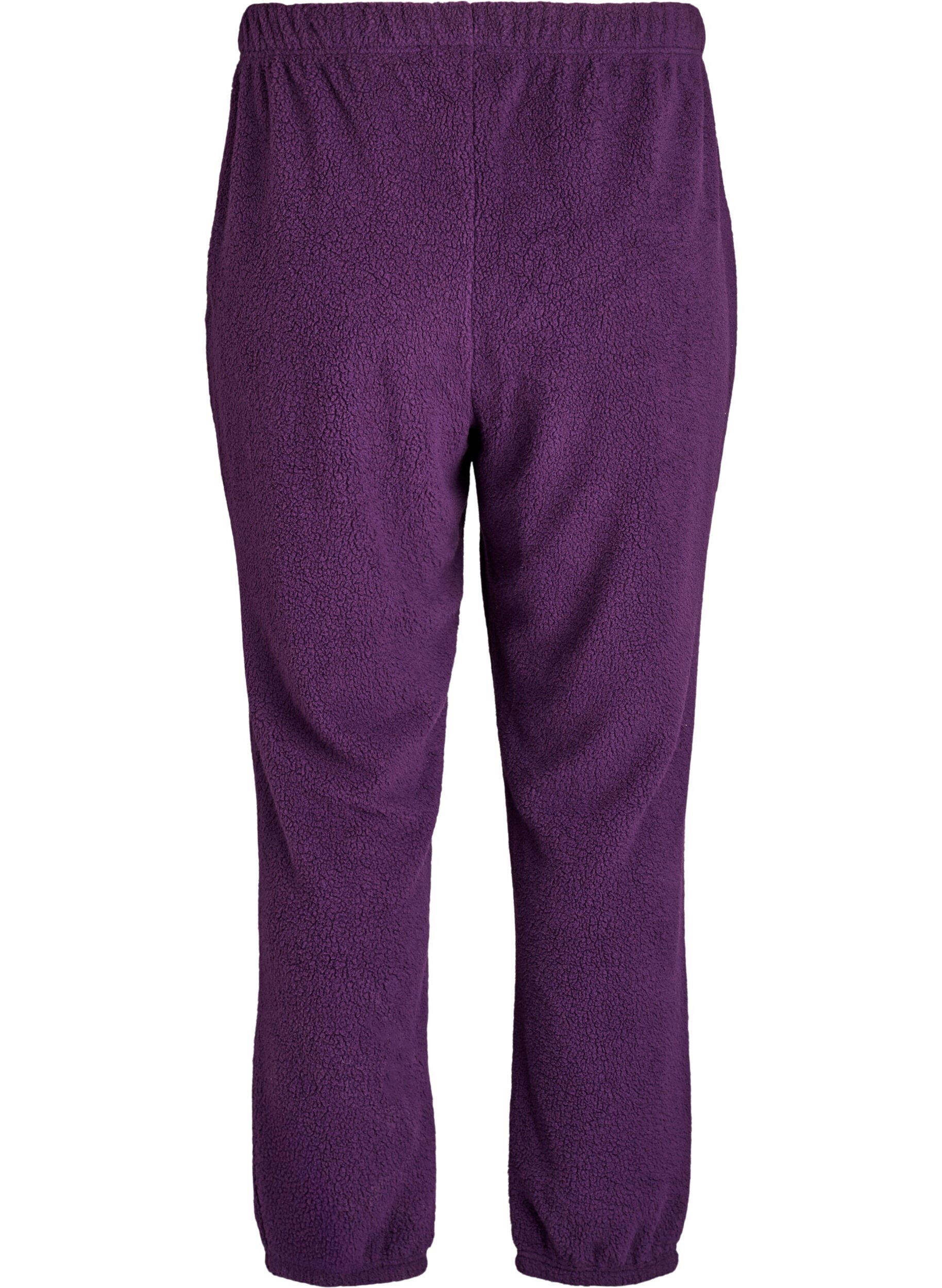 Zizzi High-waist broek van teddystof, Paars, Packshot image number 1
