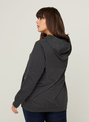 Sweatshirt met capuchon en print, Black, Model image number 1