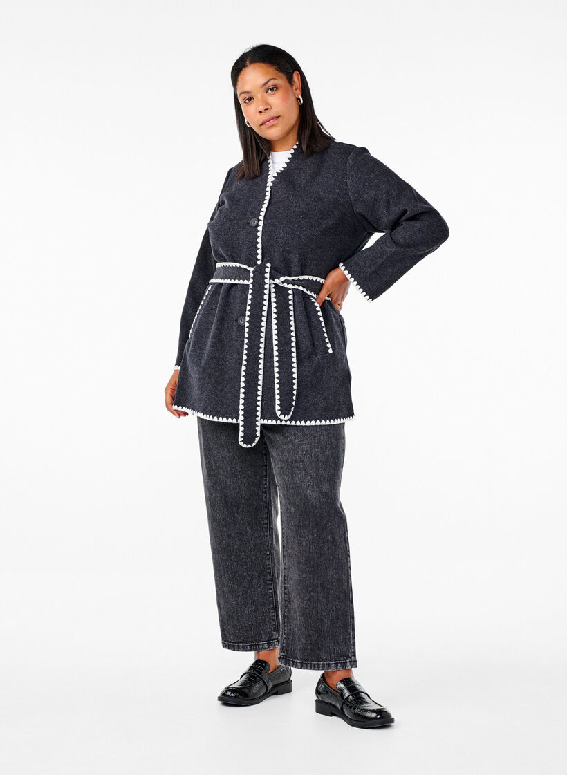 Jas met contrastkleurige randen, Dark Grey Melange, Model image number 2