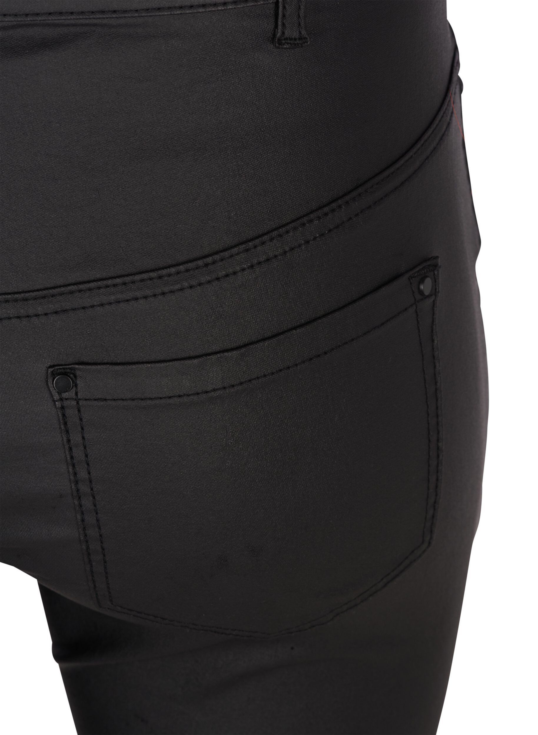 Zizzi Coated Amy jeans, Black coated, Packshot image number 3