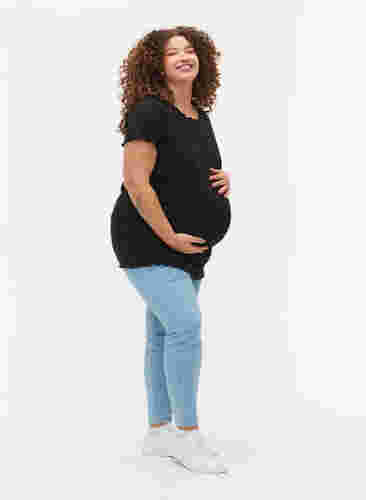 Zwangerschap t-shirt in rib, Black, Model image number 2
