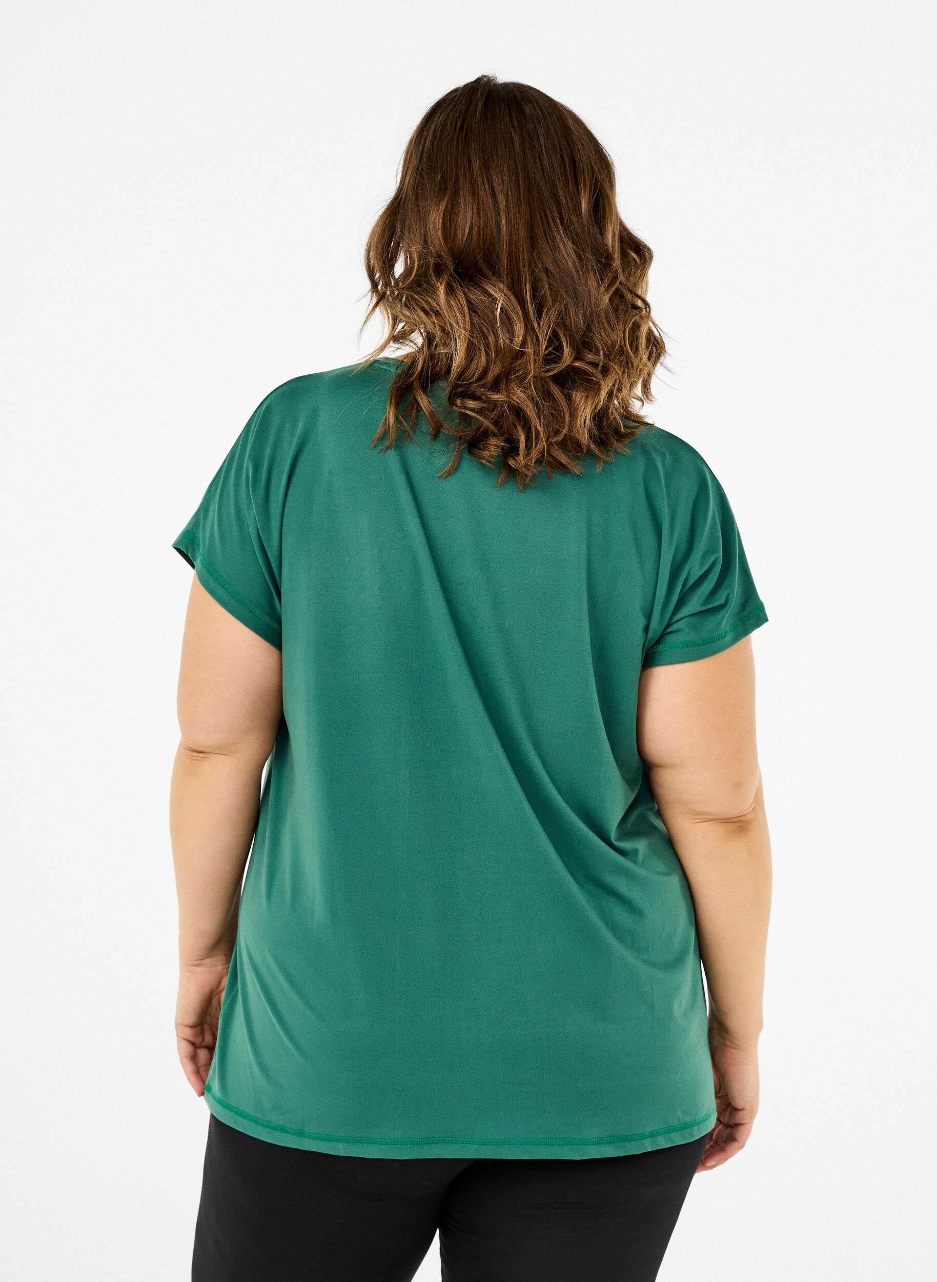 Zizzi Effen gekleurd T-shirt voor sporten, Groen, Model image number 2