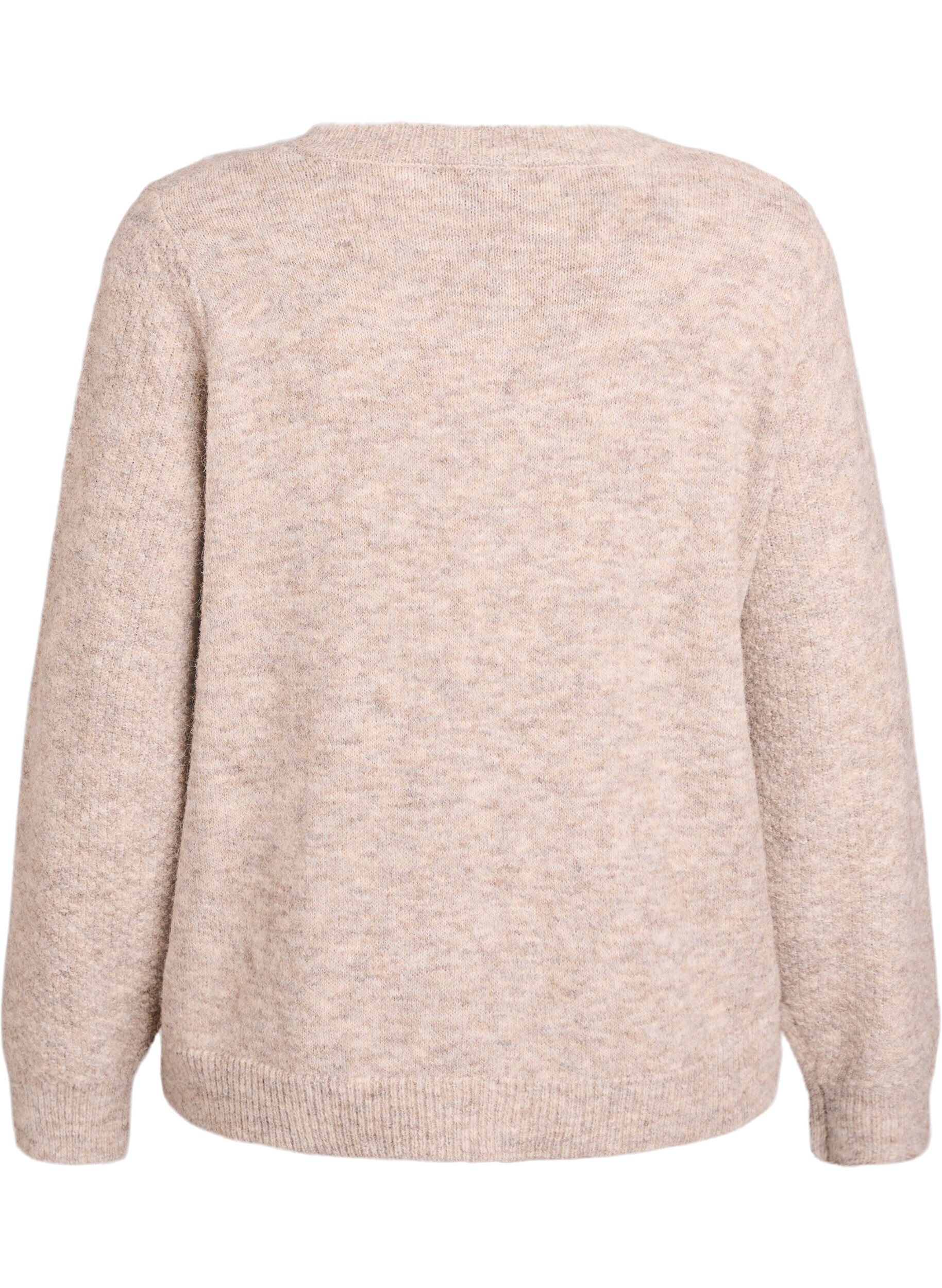 Zizzi Cardigan met strikknopen en opengewerkt patroon, Beige, Packshot image number 1