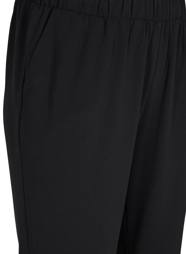 Flared broek met elastiek in de taille, Zwart, Packshot image number 2