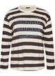 Gestreepte jerseyblouse met een sportieve tekstprint, Bruin, Packshot image number 0