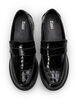 Wijde croco loafers van leer, Black, Packshot image number 2